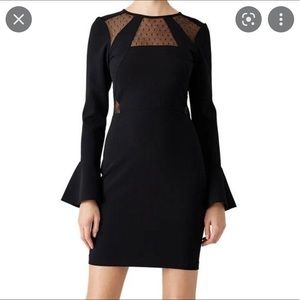 Parker long sleeve fitted dress with mesh, Small